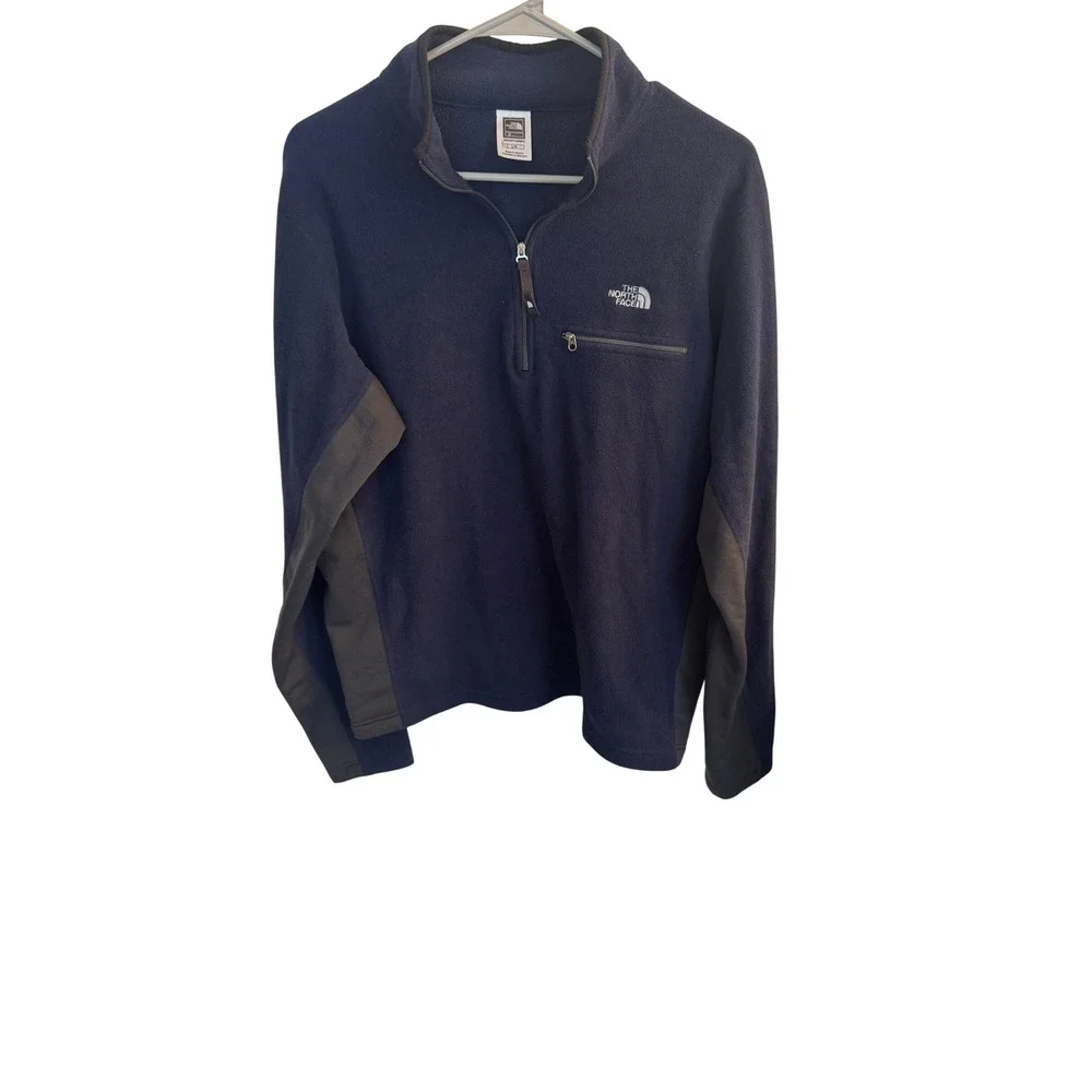 The North Face Fleece Pullover Mens L Navy Blue Flight Series Polartec 1/4 Zip‎